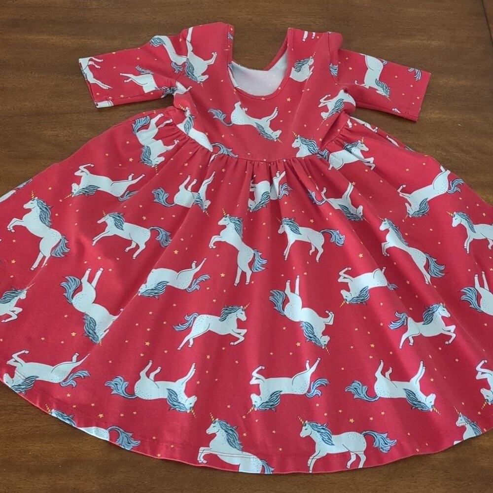 Hannah Andersson Magical Festival Unicorn Cotton Skater Dress size 6/7 GUC - Picture 8 of 12